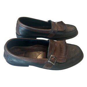 Bass Mens Quimby Leather Kiltie Tassel Slip-On Dress Loafers Black/Brown Sz 10.5